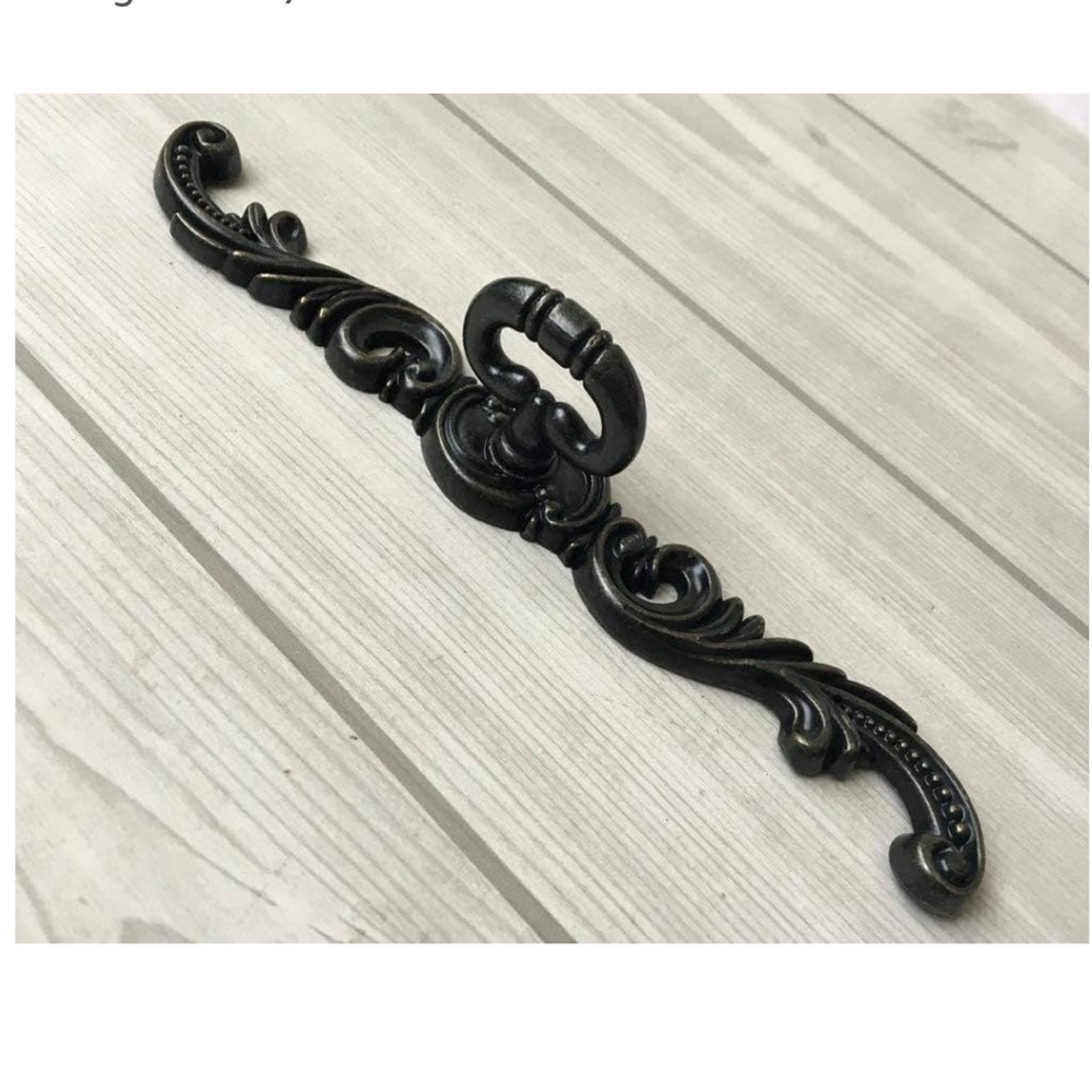 4 Antique Bronze Drawer Knob Ring with Back Plate Hardware (8.5 inch)